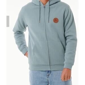 RIP CURL Sweatshirt Fleece Lined Hooded Full Zip Jacket Men’s XL Mineral Blue